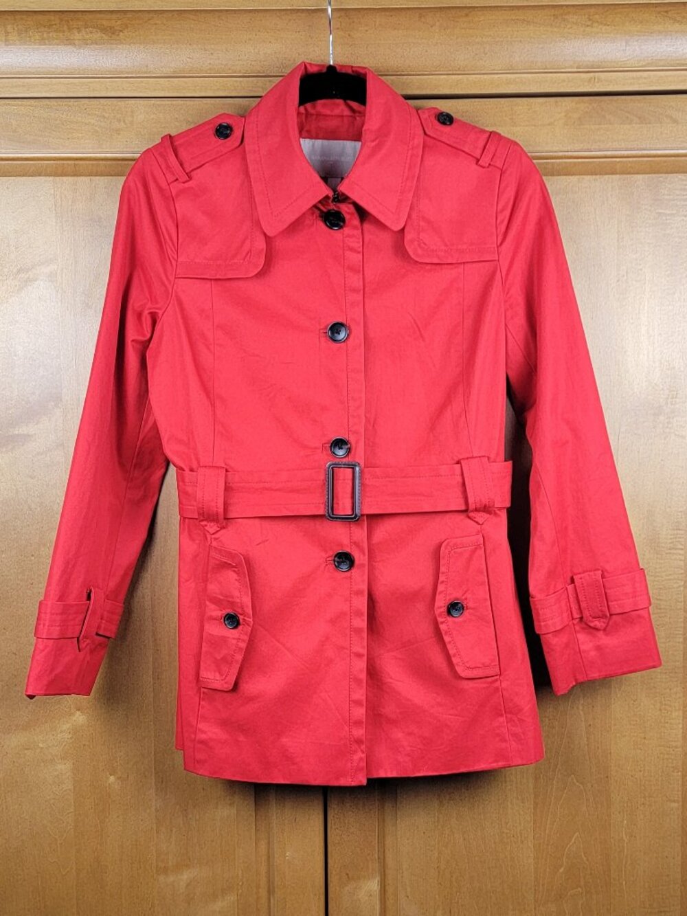 Banana Republic Red Spring Belted Cotton Rain Coat Jacket - SP - Picture 1 of 7